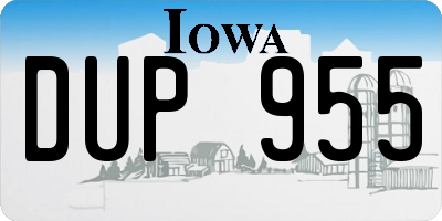 IA license plate DUP955