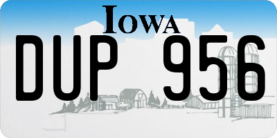 IA license plate DUP956