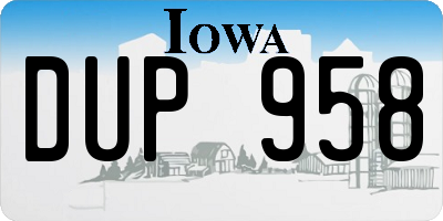 IA license plate DUP958