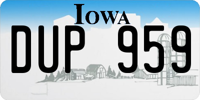 IA license plate DUP959