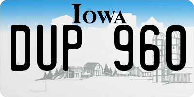 IA license plate DUP960