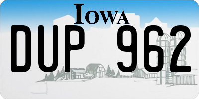 IA license plate DUP962