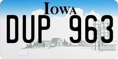 IA license plate DUP963