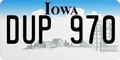 IA license plate DUP970