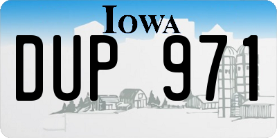 IA license plate DUP971