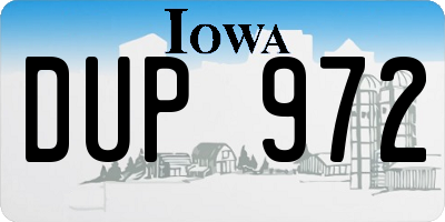 IA license plate DUP972