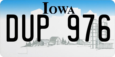 IA license plate DUP976