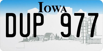 IA license plate DUP977