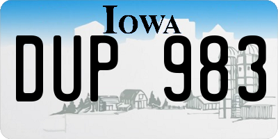 IA license plate DUP983