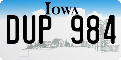 IA license plate DUP984