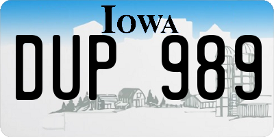 IA license plate DUP989