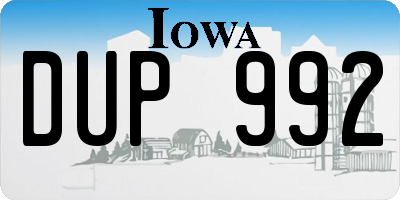 IA license plate DUP992