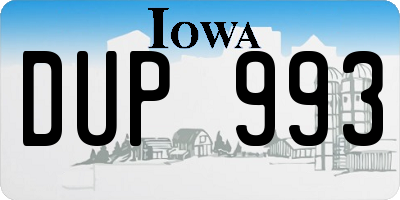 IA license plate DUP993
