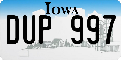 IA license plate DUP997