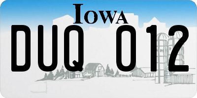 IA license plate DUQ012