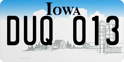 IA license plate DUQ013