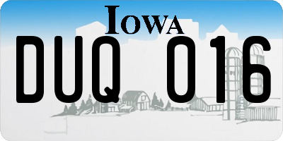 IA license plate DUQ016