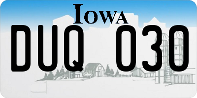 IA license plate DUQ030