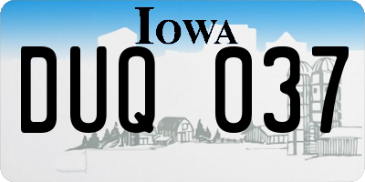 IA license plate DUQ037