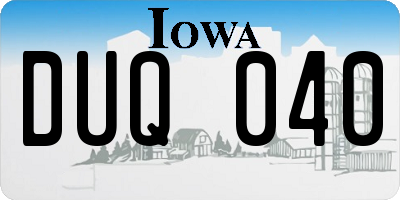 IA license plate DUQ040