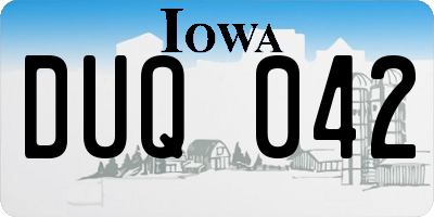 IA license plate DUQ042