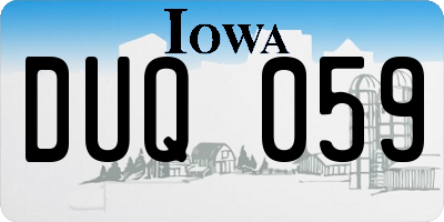 IA license plate DUQ059