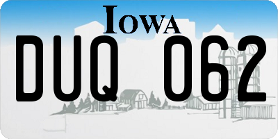 IA license plate DUQ062