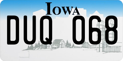 IA license plate DUQ068