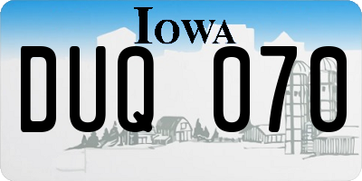 IA license plate DUQ070