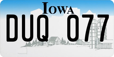 IA license plate DUQ077