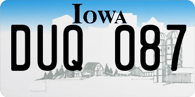 IA license plate DUQ087