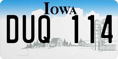 IA license plate DUQ114