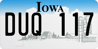 IA license plate DUQ117