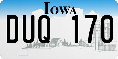 IA license plate DUQ170