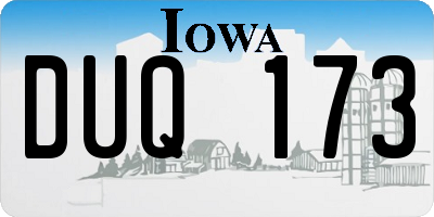 IA license plate DUQ173
