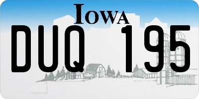 IA license plate DUQ195