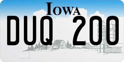 IA license plate DUQ200