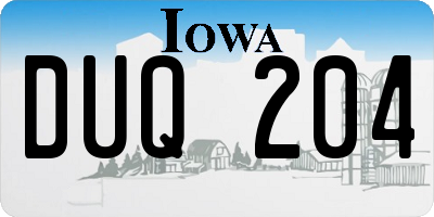 IA license plate DUQ204