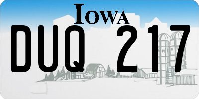 IA license plate DUQ217