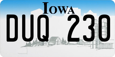IA license plate DUQ230