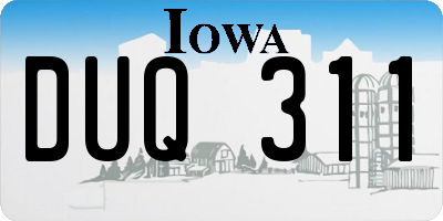 IA license plate DUQ311