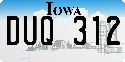 IA license plate DUQ312