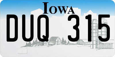 IA license plate DUQ315