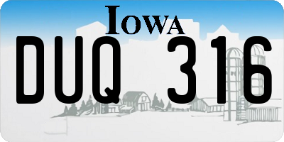 IA license plate DUQ316