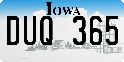 IA license plate DUQ365