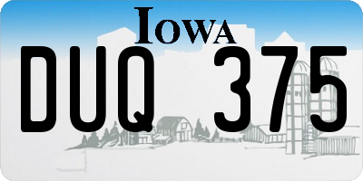 IA license plate DUQ375