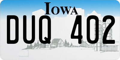 IA license plate DUQ402