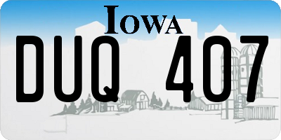 IA license plate DUQ407