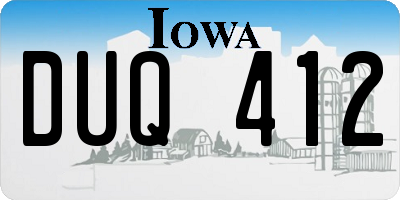 IA license plate DUQ412