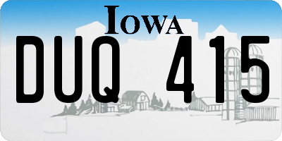 IA license plate DUQ415